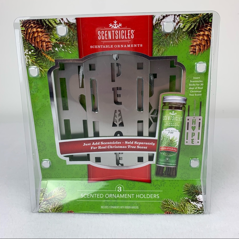Scentsicles Scentable Ornament Holders Metal 3-Pack ~ Hope Joy Peace Reusable